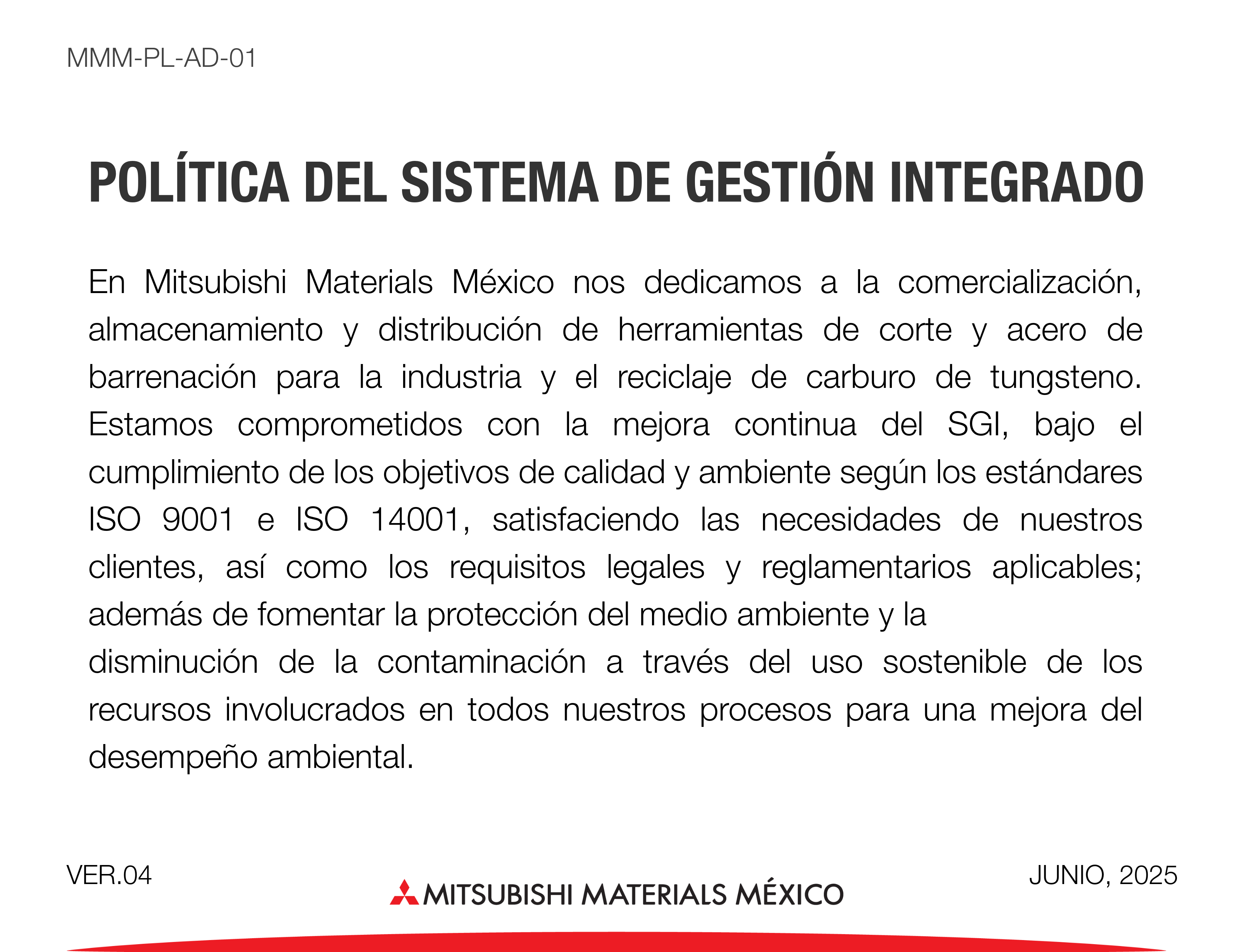 Política Del Sistema De Gestión Integrado