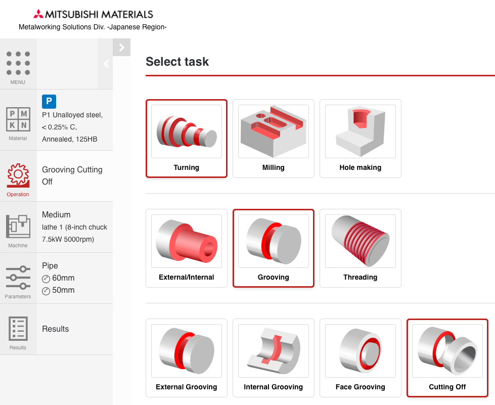 1-2 Select the cutting application.