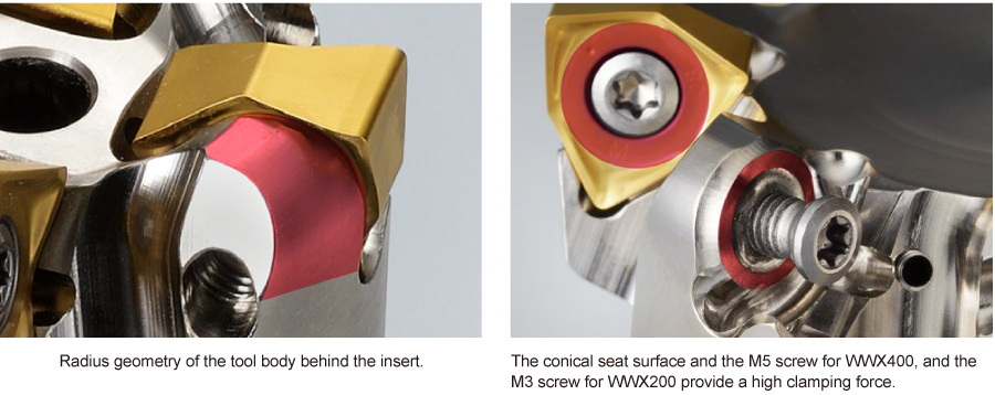 The optimised insert support and high clamp rigidity improve stability.